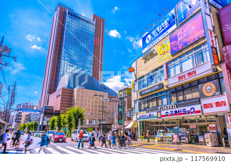 日本の東京都市景観 三軒茶屋駅前のキャロットタワーなどを望む 117569910