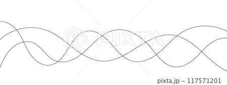 Thin wavy lines abstract background. Three curvy waves on white background. For your projects, presentations, digital content. 117571201