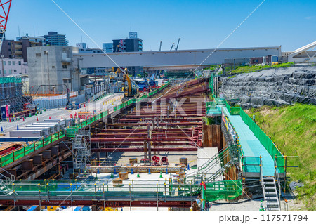 大阪市　工事中の阪神高速淀川左岸線 117571794