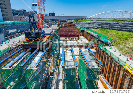 大阪市　工事中の阪神高速淀川左岸線 117571797