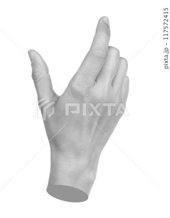 Hand with gesture like on smart phone screen, isolated on transparent background. Contemporary art 117572415