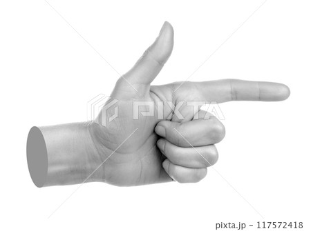 Hand shows virtual touching, isolated on transparent background. Contemporary art 117572418