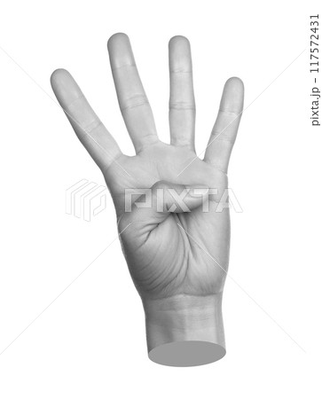 Hand shows finger-counting, isolated on transparent background. Contemporary art 117572431