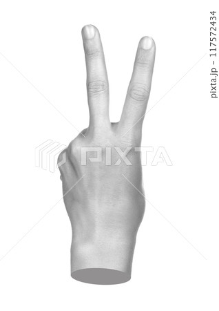 Hand shows finger-counting, isolated on transparent background. Contemporary art 117572434