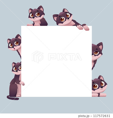 cats look out. empty banner with funny cats around vector template for place for personal text 117572631