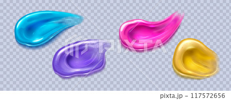 Cosmetic gel smears set on transparent background 117572656