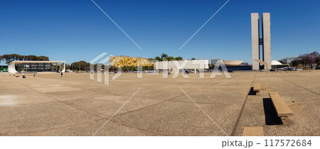panoramic of Three Powers square with government headquarters in Brasilia, Brazil 117572684