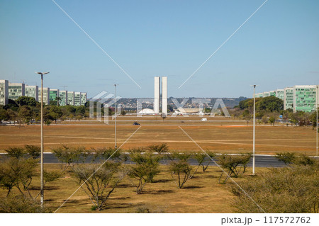 buildings of Esplanade of Ministries and Federal congress in Brasilia, Brazil. Esplanada dos Ministerios buildings of Esplanade of Ministries and Federal congress in Brasilia, Brazil. Esplanada dos Ministerios 117572762
