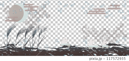 十五夜月とうさぎ 緑（横長） 117572935