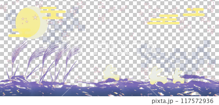 十五夜月とうさぎ オレンジ（横長） 117572936