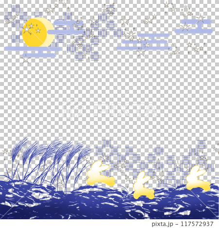 Full moon and rabbit, blue (square) 117572937