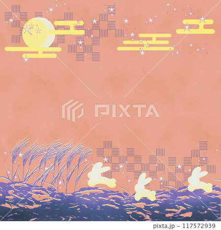 十五夜月とうさぎ オレンジ(正方形) 十五夜月とうさぎ オレンジ(正方形) 117572939