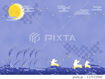 十五夜月とうさぎ 青 117572940