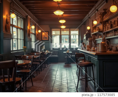 おしゃれなカフェの店内 117573085