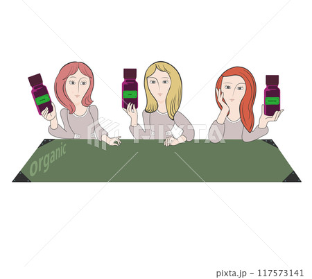 手に精油を持ってアロマを楽しむ女性 117573141