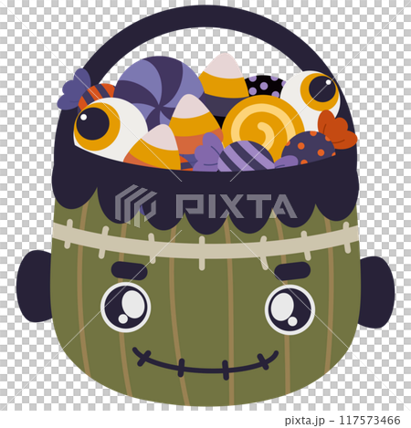 a basket with a decor of Halloween  117573466