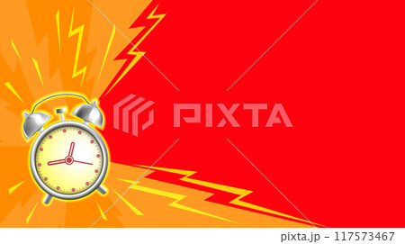 Ringing alarm clock on a background of empty banner 117573467