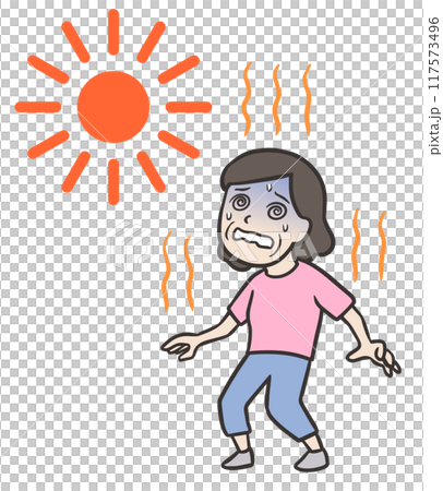 一名中年婦女中暑，感到頭暈目眩。 117573496