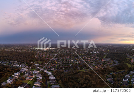 Sunset view over Macleod in Melbourne 117573506