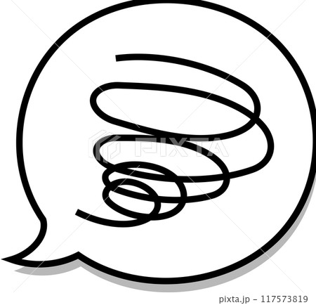 WEBやチラシで使える可愛い黒色グルグル吹出しのシンプルベクターアイコン 117573819