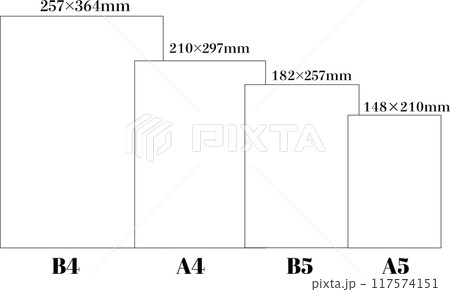 ビジネスデザインの用紙サイズガイドベクター画像 117574151