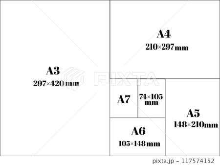 ビジネスデザインの用紙サイズガイドベクター画像 ビジネスデザインの用紙サイズガイドベクター画像 117574152