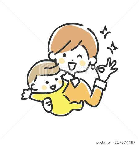OKサインをする母子のイラスト 117574497