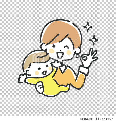 OKサインをする母子のイラスト 117574497