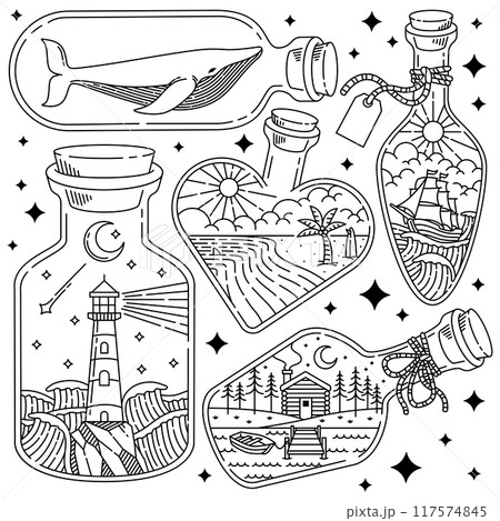 nature in a bottle illustration vector 117574845