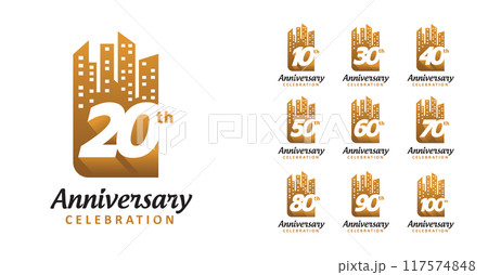 set of anniversary building number design 117574848