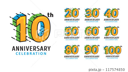 set of anniversary colored number design set of anniversary colored number design 117574850