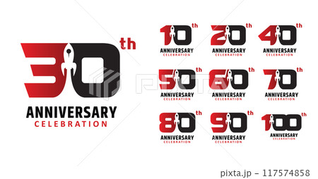 set of anniversary rocket technology number design 117574858