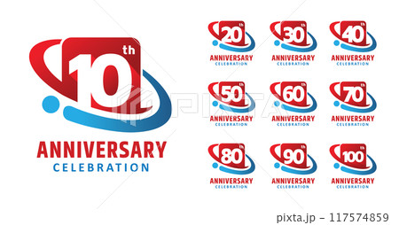 set of anniversary modern square number design 117574859