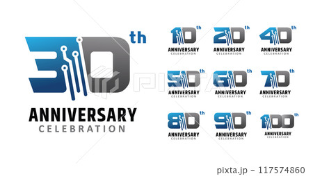 set of anniversary modern technology number design set of anniversary modern technology number design 117574860