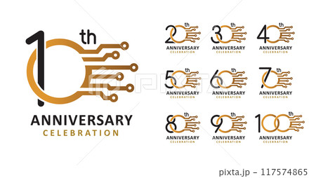 set of anniversary technology number design 117574865