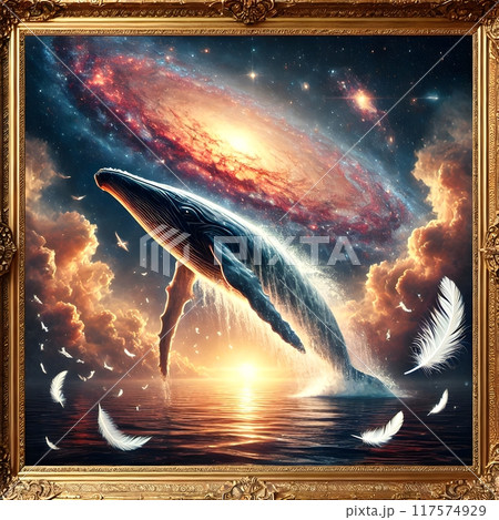 夜に輝く神獣のイラスト 117574929