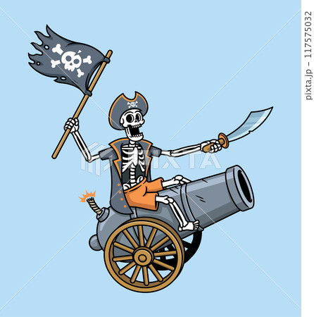 Pirate skull riding a cannon 117575032