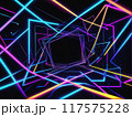 Abstract background with neon lines of different shapes in a chaotic order. AI-generated item 117575228