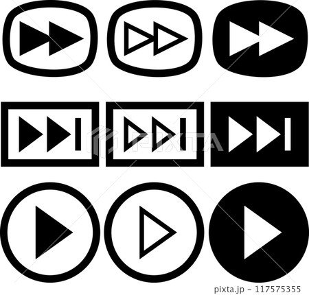 Webで使えるビデオのシンプルなベクターボタンアイコンセット 117575355