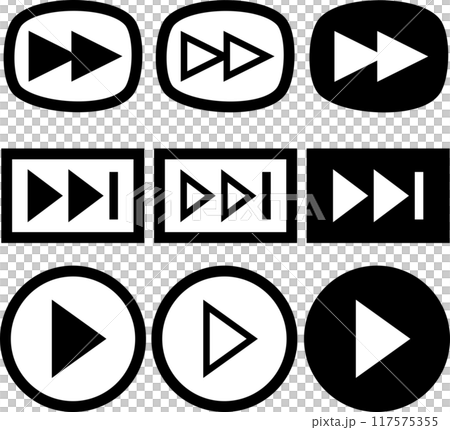 Simple vector button icon set of video for web 117575355
