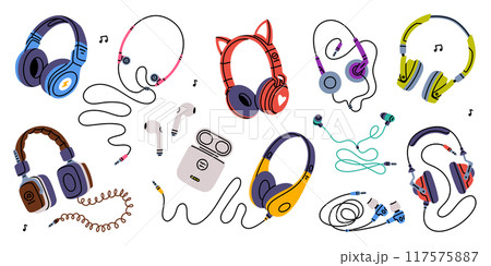 Headphones as Device for Music Listening Vector Set 117575887
