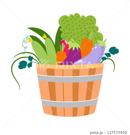 Harvest in Basket with Ripe Agricultural Crop Vector Illustration Harvest in Basket with Ripe Agricultural Crop Vector Illustration 117575939