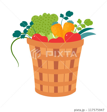 Harvest in Basket with Ripe Agricultural Crop Vector Illustration Harvest in Basket with Ripe Agricultural Crop Vector Illustration 117575947