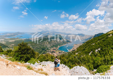 People Looking at Kotor Bay from Kotor Serpentine 117576338