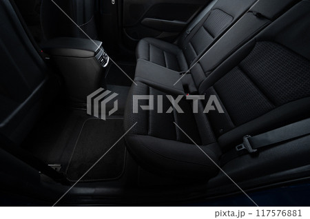 Clean car interior with soft dark mats 117576881