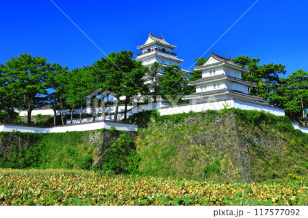 【長崎県】快晴の島原城天守閣(改修工事後) 【長崎県】快晴の島原城天守閣(改修工事後) 117577092