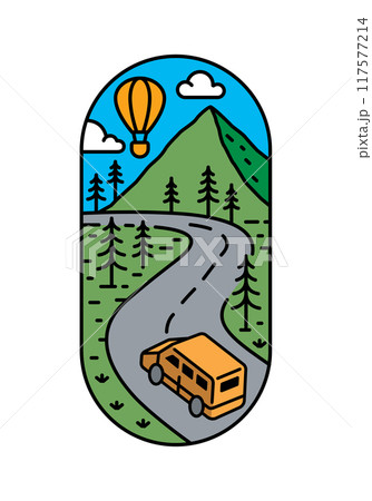 beautiful mountain views line art illustration 117577214