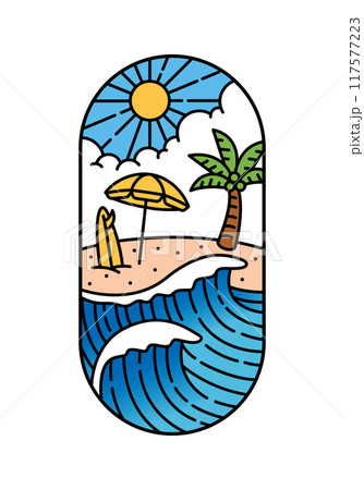 beautiful beach views line art illustration beautiful beach views line art illustration 117577223