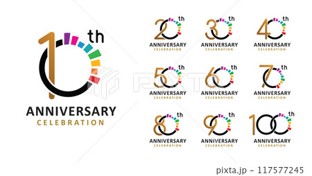 Set of anniversary design colorful number 117577245