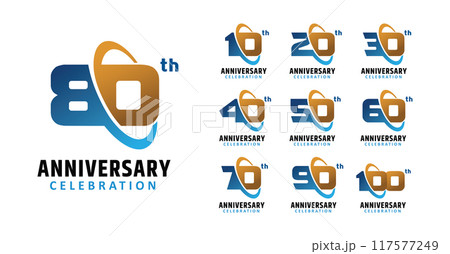Set of anniversary design modern circle number Set of anniversary design modern circle number 117577249